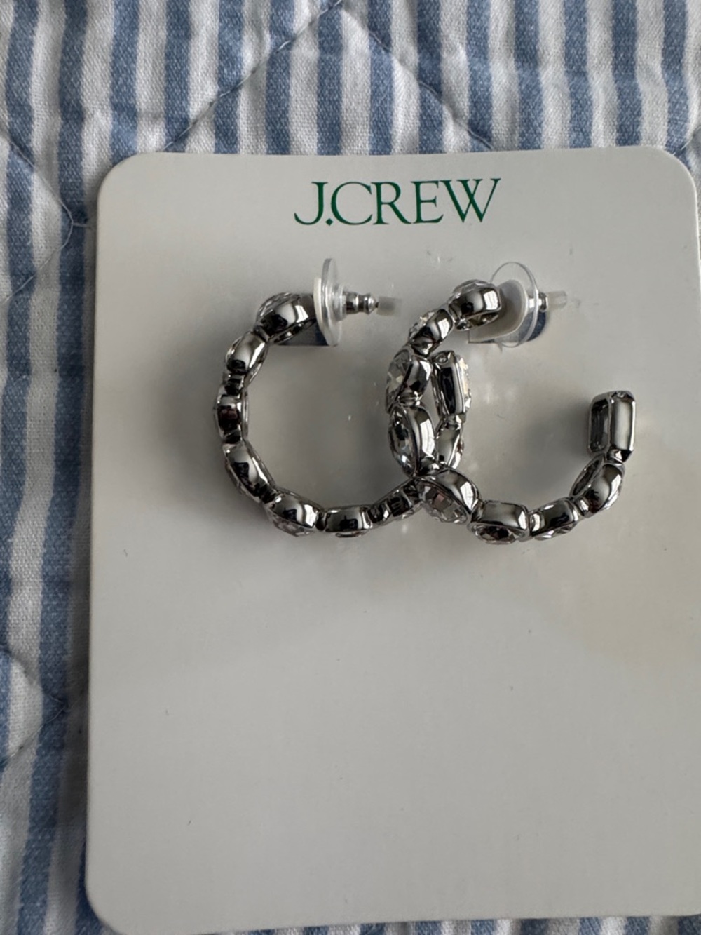 J. Crew Silver Chunky Beaded Hoop Earrings
